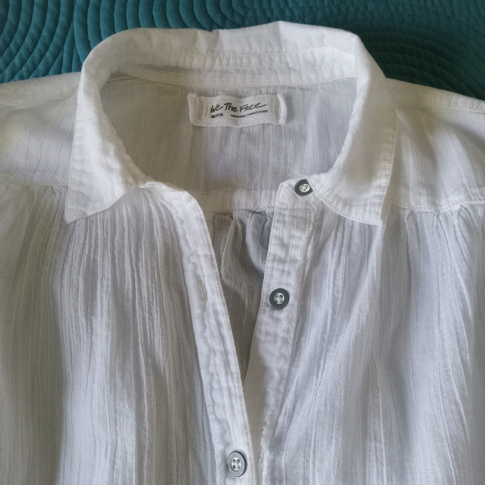 We The Free Oversized White Gauzy Button Down Top - Picture 4 of 8